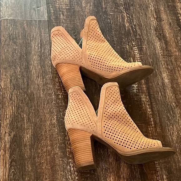 Lucky Brand Tan Perforated Peep-Toe Booties - Picture 4 of 5
